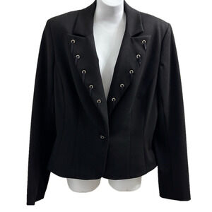 Cache Black Blazer with Structured Shoulders and Grommet Details